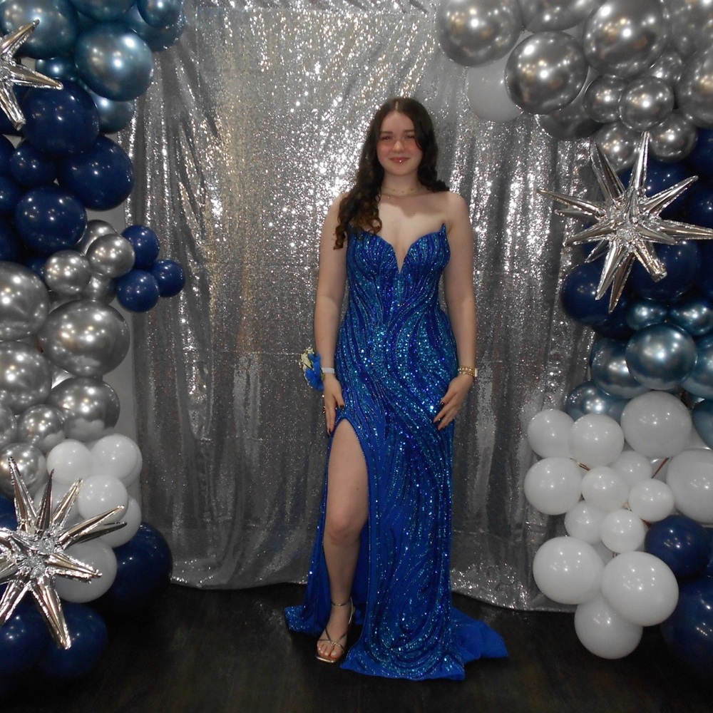 Stunning Blue Sequin Prom Dress